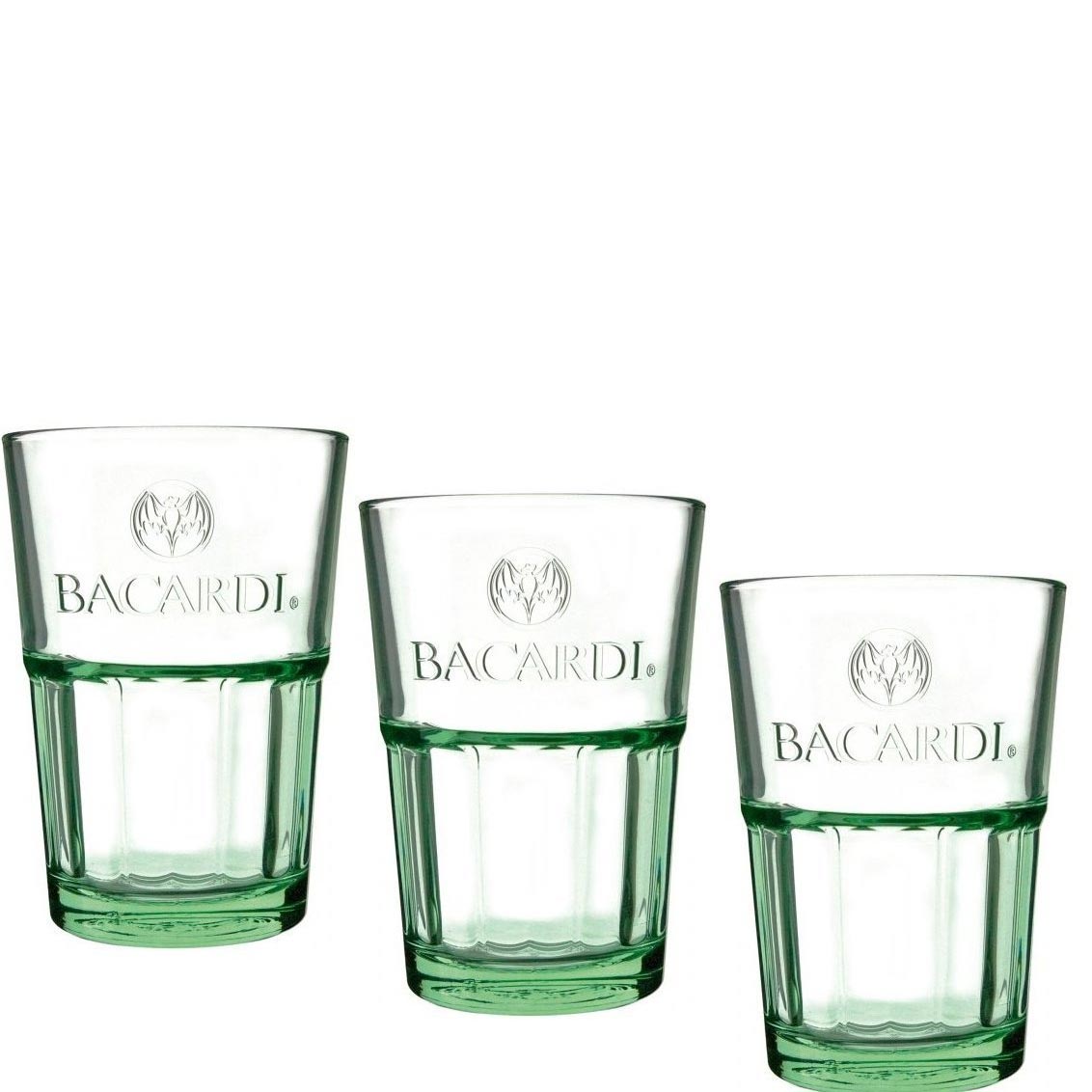 6 original Bacardi Gläser grün mit Logo für Mojito Longdrink Cocktail NEU OVP 