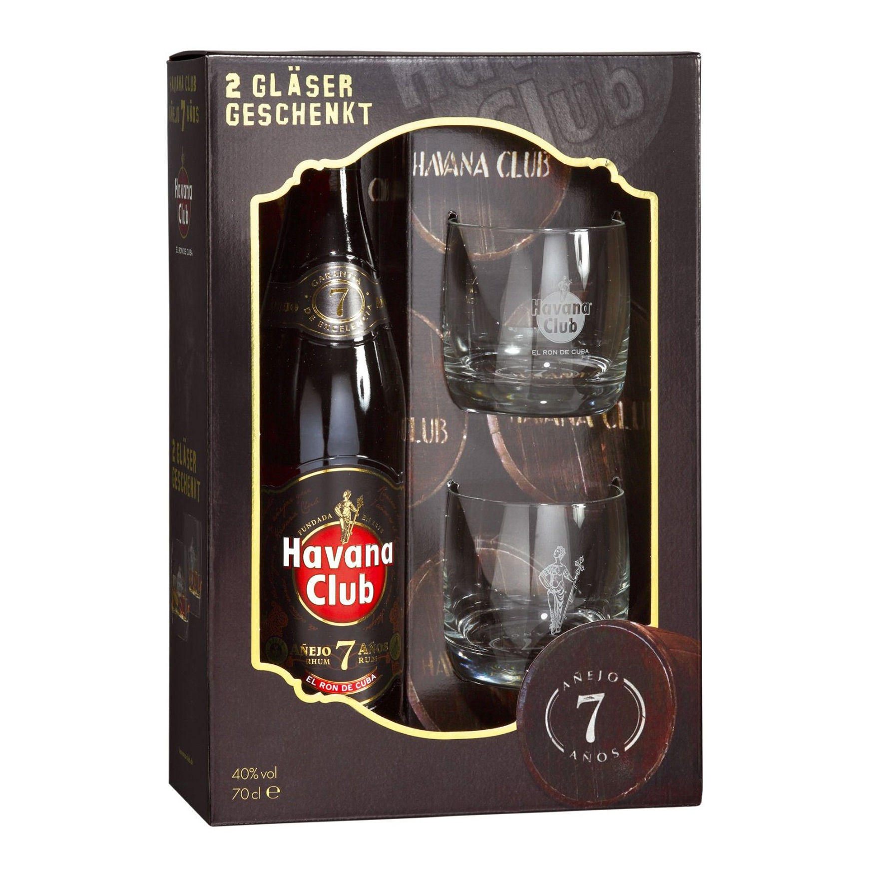 Havana Club 7 Jahre - Geschenkpackung - inklusive 2 Tumbler Gläser