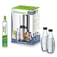 SodaStream-Wassersprudler-Crystal-Alu-Zylinder-60-Liter-Glaskaraffe-titan-schwarz-set